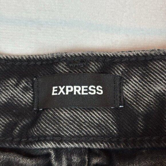 Express Women's Faded Black 90's Ankle Boot Mid Rise Jeans Sz 12R NWT Distressed - Picture 8 of 13